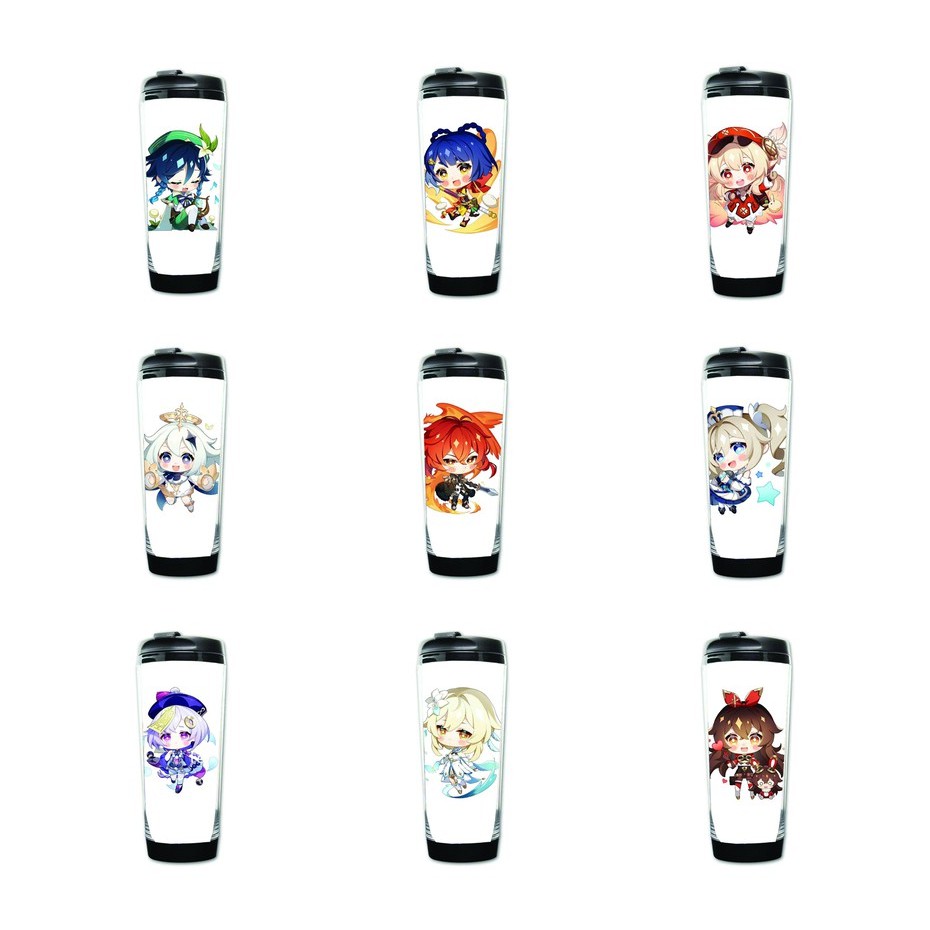 Bình nhựa đựng nước in hình GENSHIN IMPACT game anime chibi tiện lợi độc đáo m1