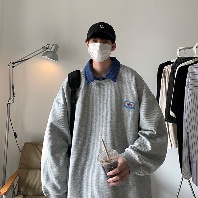 Áo Hoodie Giả Hai Lớp Cổ Điển Instagram Waffles Phù Hợp Với Mùa Xuân Và Mùa Thu Dành Cho Nam