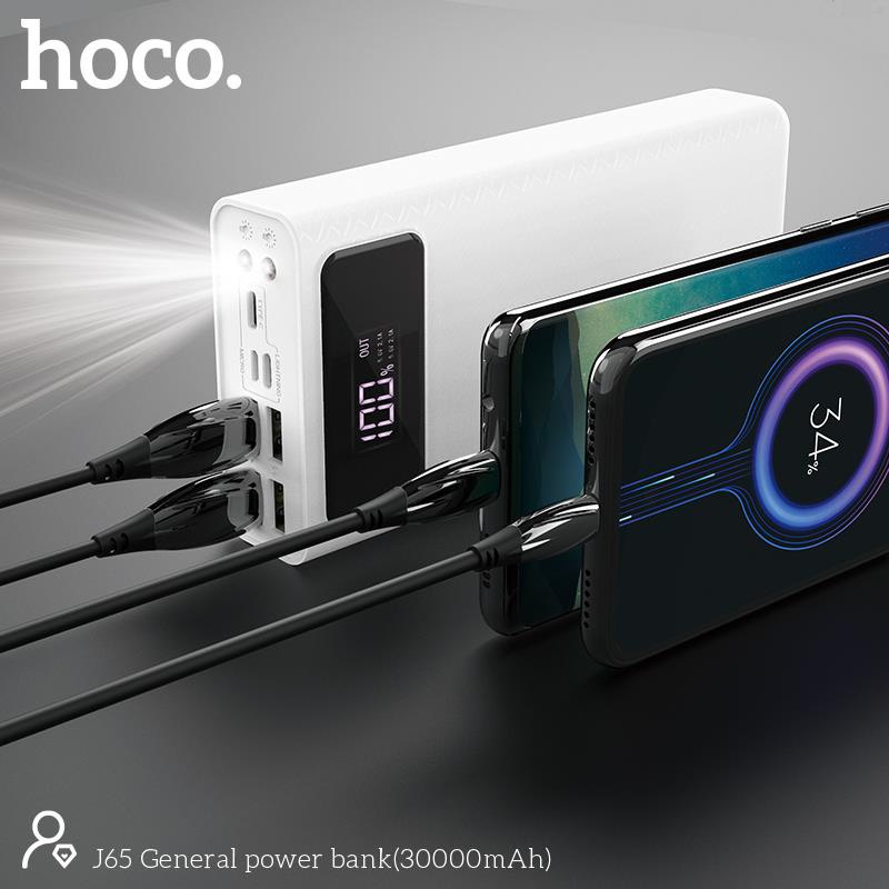 Pin Sạc Dự Phòng Hoco J65 Dung Lượng Lớn 30000mAh Hỗ Trợ 4 Cổng USB {BẢO HÀNH CHÍNH