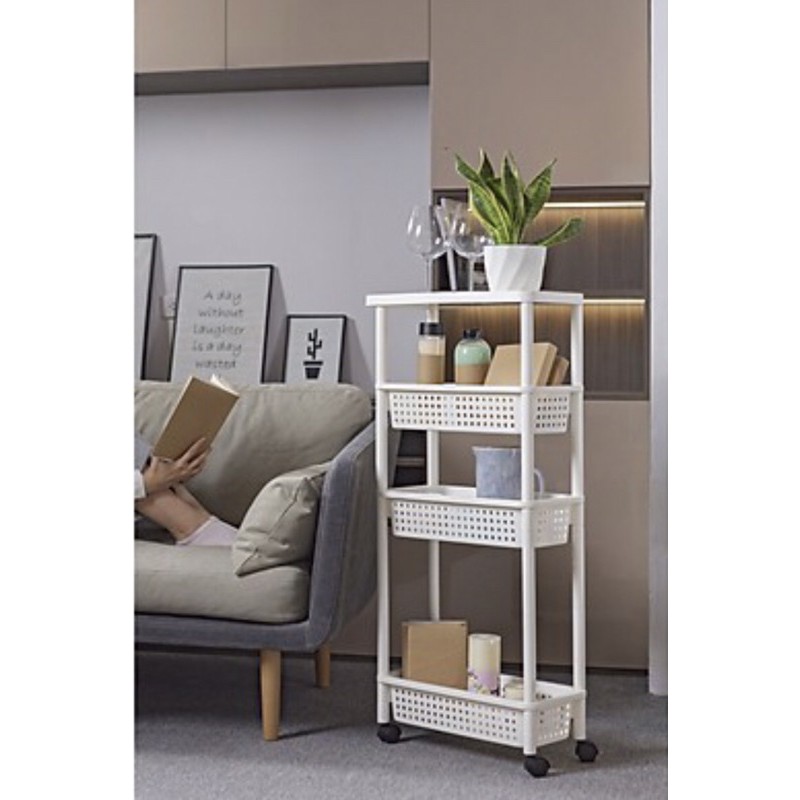 Kệ di động đa năng 4 tầng Inochi Tokyo, MẸ BÉ PINUS, Kệ Đa Năng Có Bánh Xe Bền Đẹp Tiện Dụng