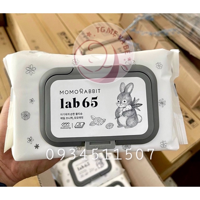 Khăn giấy ướt Momo Rabbit Hàn Quốc Lab65 loại 20tờ / 72 tờ