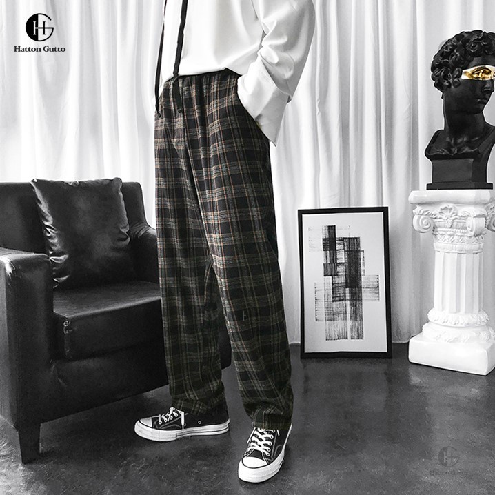 Hatton Gutto Quần Dài Nam Ca Rô Ca Rô Seluar Lelaki