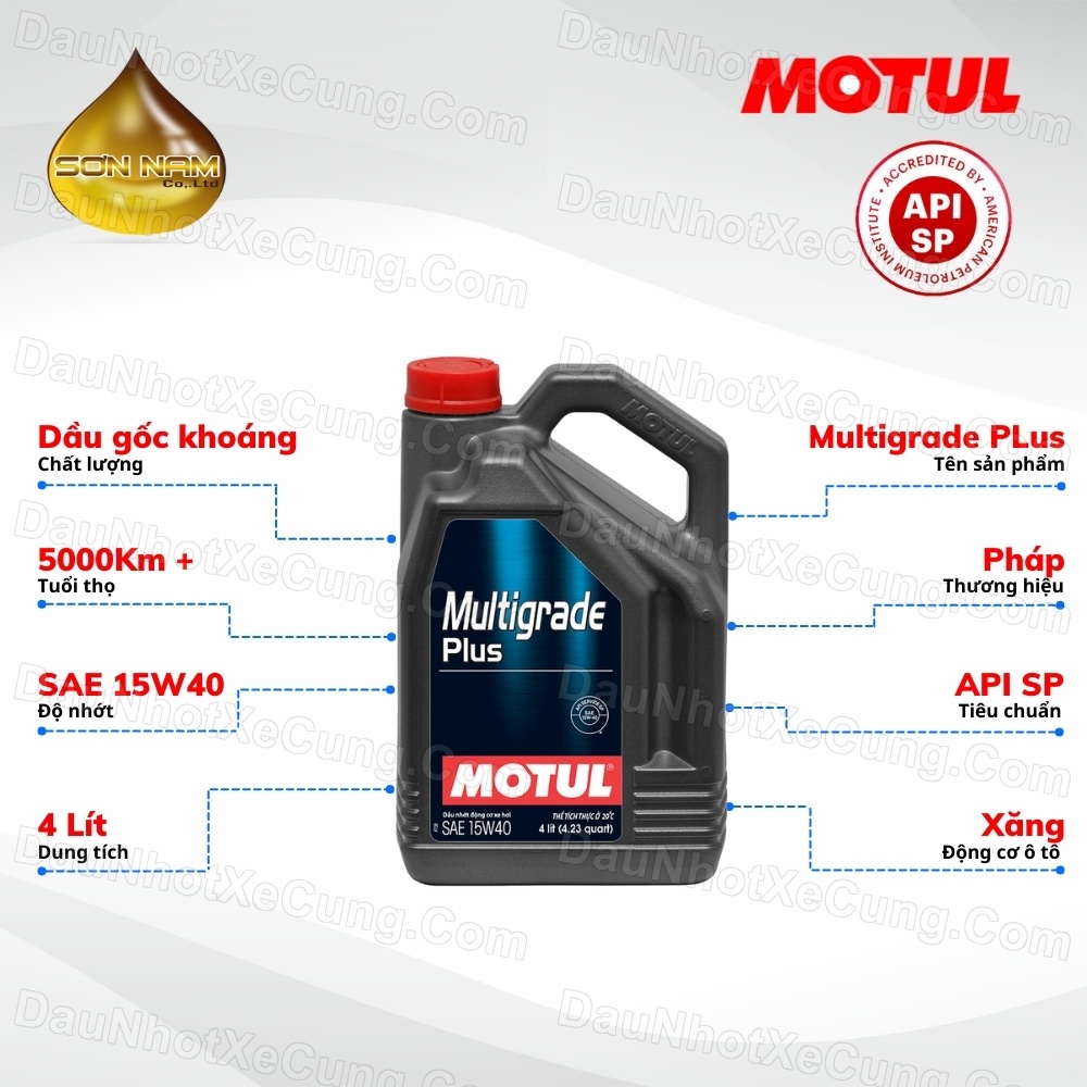 Dầu nhớt motul 10w40 SP ô tô Multigrade Plus 15W40 API SP 4L Máy Xăng