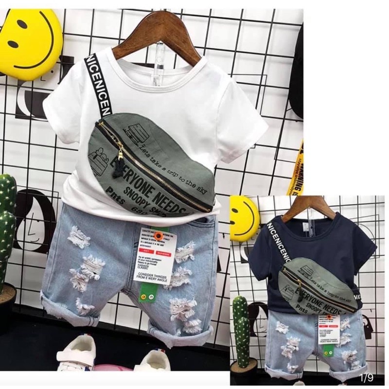 Bộ quần Jeans + Áo thun bé trai