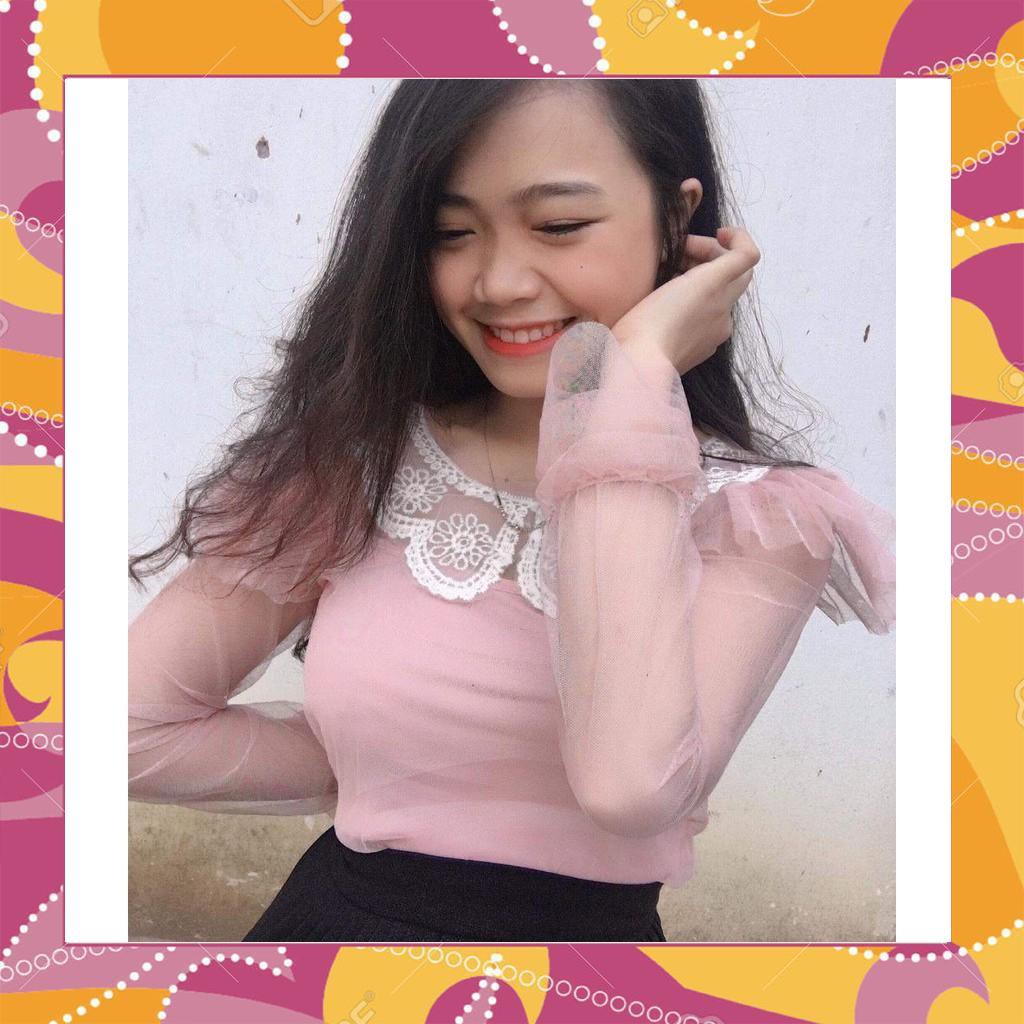 11235B1 Áo lưới cổ sen tiểu thư
