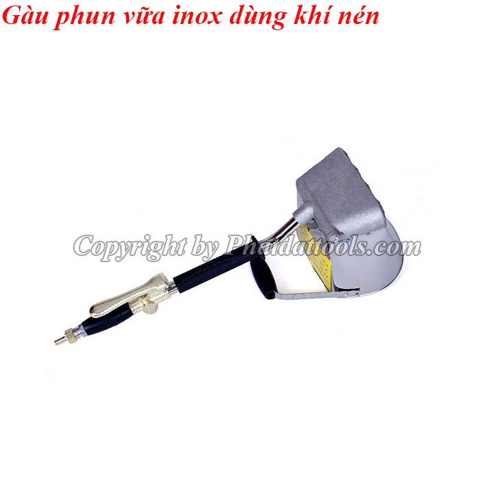 Gàu phun vữa trát tường cầm tay-Gầu phun vữa inox dùng khí nén