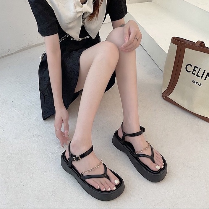 Giày Sandal Nữ Ulzzang CHUẨN FORM - Giày quai hậu đi học nữ phong cách tiểu thư quai mảnh kèm xích đế cao