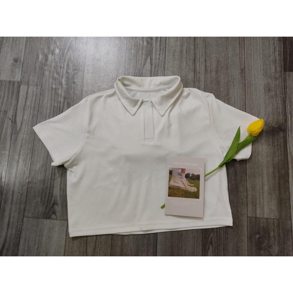 Áo Crotop Nữ Cổ Polo Ngắn Tay Cotton 100%, Dáng Ôm Body, Thoáng Mát, Co Giãn 4 Chiều, Không Xù A02