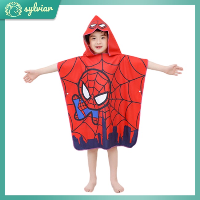 Khăn Choàng Tắm Có Mũ Trùm Đầu Mau Khô Họa Tiết Hoạt Hình Dành Cho Bé 0-12 Tuổi