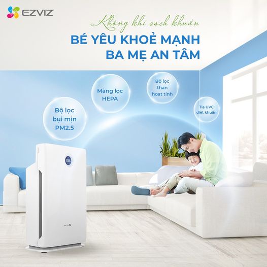 Máy lọc không khí EZVIZ UV-C bao phủ 42m vuông, lọc bằng tia cực tím và than hoạt tính