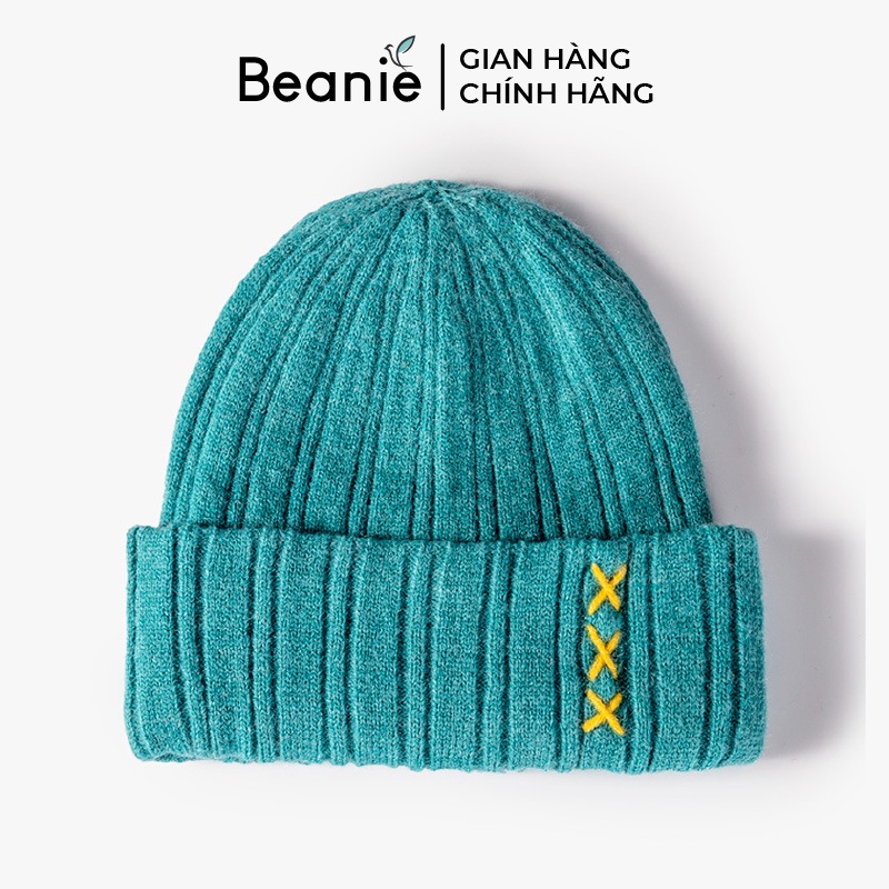 Mũ Len Thêu Chỉ Chữ X Vintage BEANIE Thời Trang Hàn Quốc, Nón Len Nam Nữ Unisex Nhiều Màu Cao Cấp Mùa Đông, Màu Đen B001