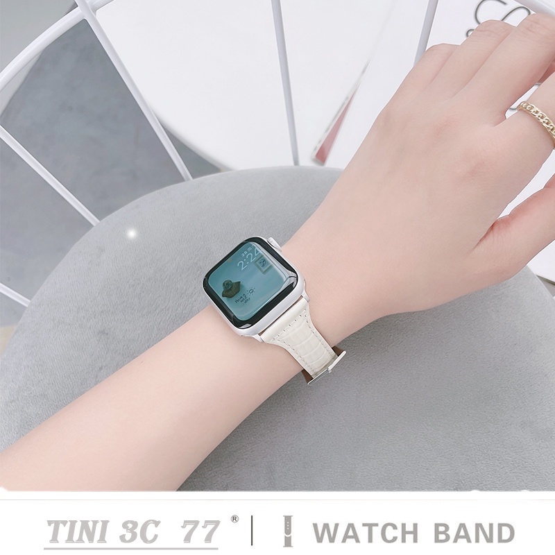 Dây đeo đồng hồ họa tiết da cá sấu cao cấp cho Apple Watch Series IWatch 7/6/5/4/3/SE 38mm 40mm 41mm 42mm 44mm 45mm