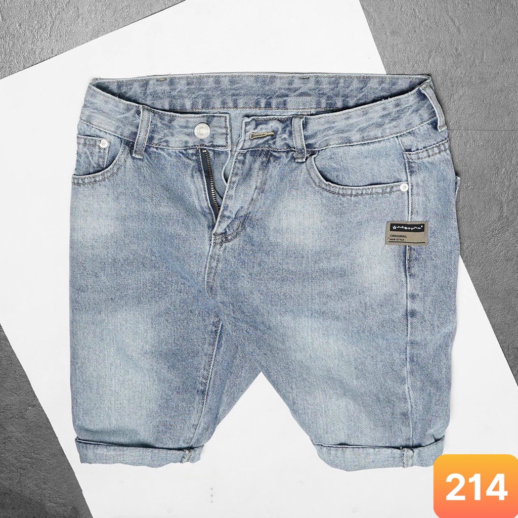 Quần short jean nam màu xanh nhạt không rách chất jeans bò cao cấp co dãn 4 chiều from đùi đẹp Lavado25 mẫu mới