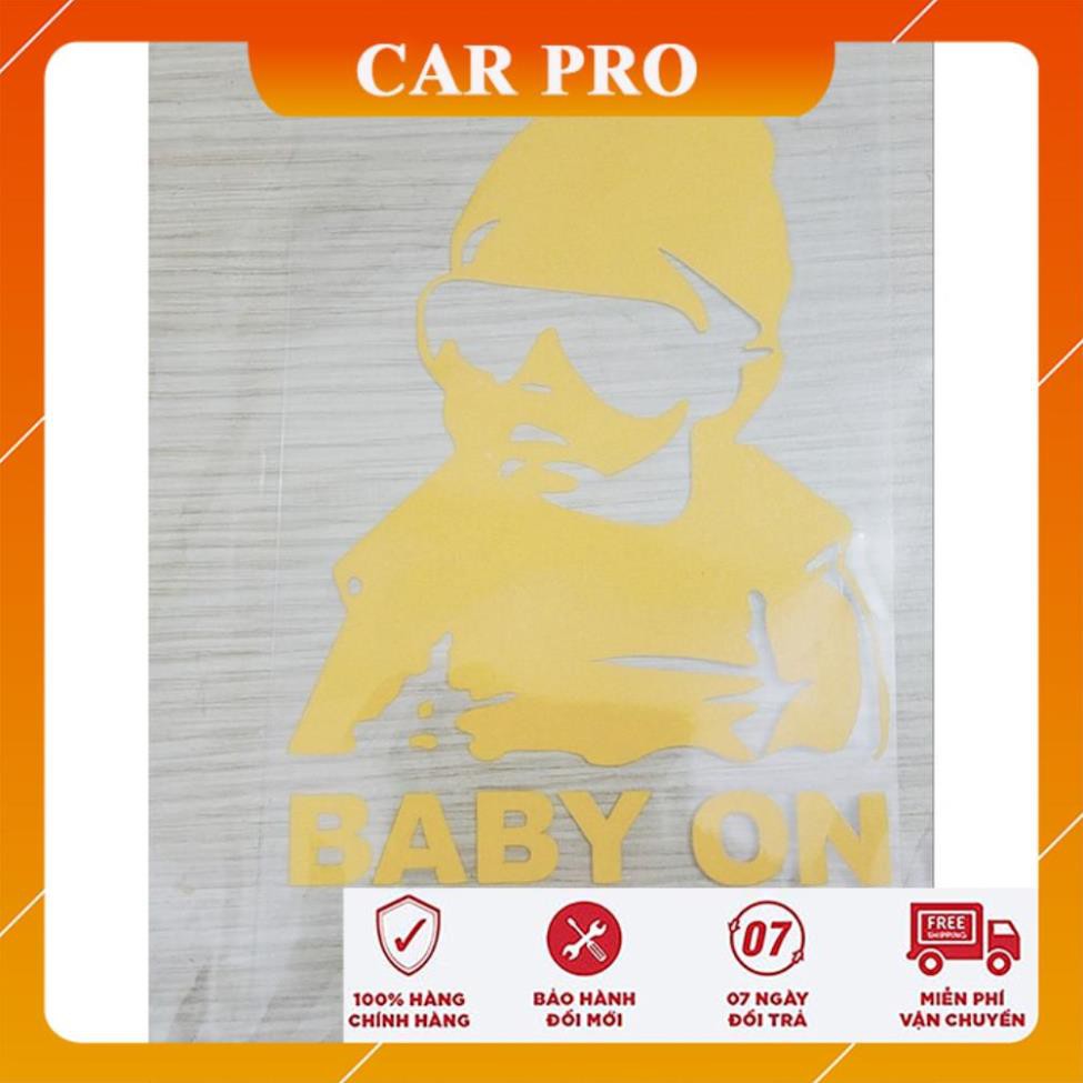 Decal dán trang trí cửa sổ xe hơi hoạt hình &quot; Baby on Board &quot;- CAR PRO