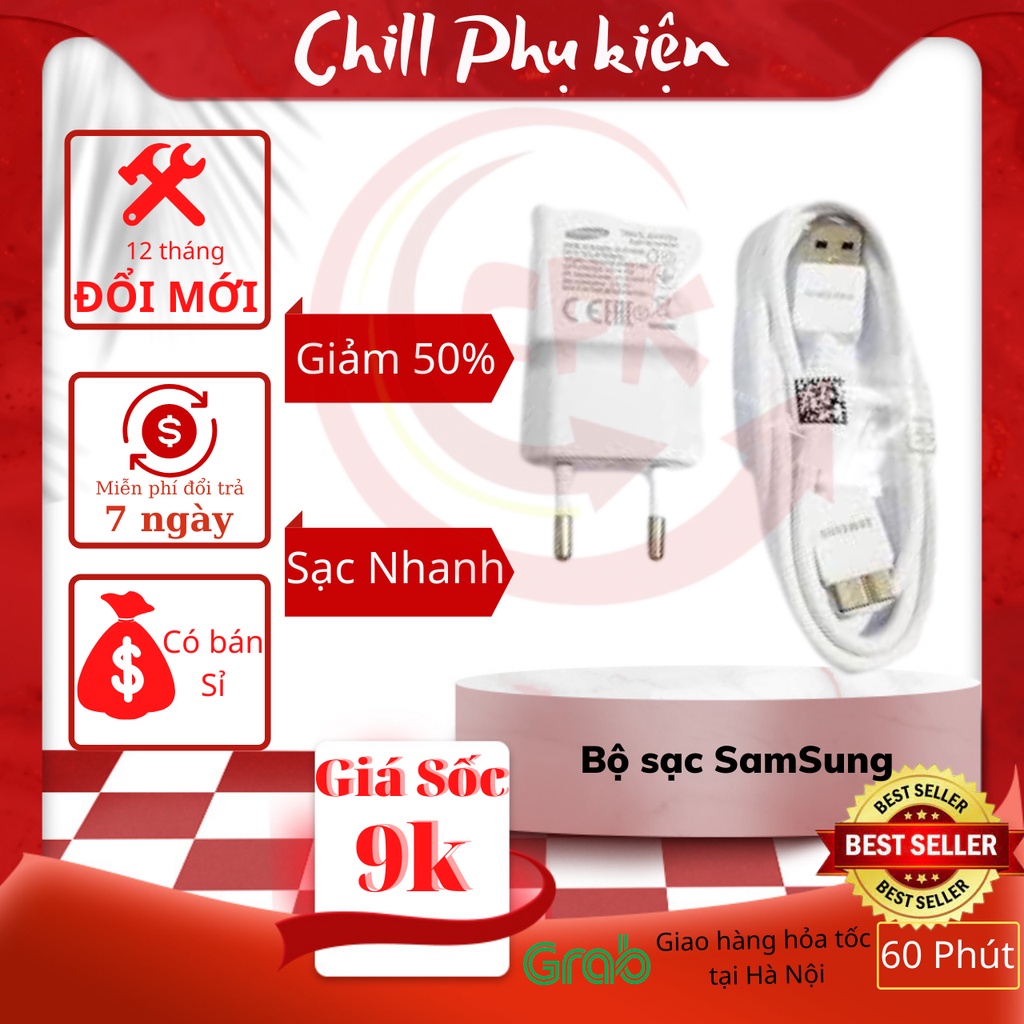 Bộ sạc nhanh Samsung ,Dây cáp sạc Micro USB và Cốc Củ sạc SamSung - Hỗ trợ tất cả các máy Android [Chill Phụ Kiện]