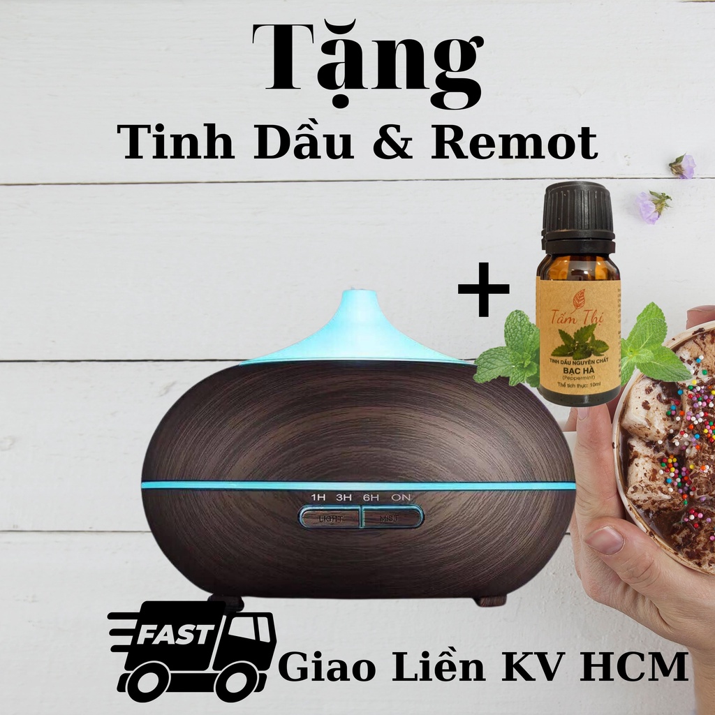 Đèn Xông Tinh Dầu Phun Sương Tạo ẩm Bí Ngô Cỡ Lớn 550Ml Máy Xông Tinh Dầu Khuếch Tán &amp; Remote Điều Khiển Làm Thơm Phòng