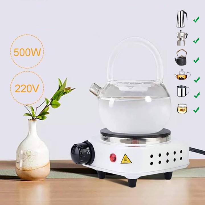 Bếp Điện Mini 500W Không Kén Nồi Pha Cafe, Trà, Đun Nước