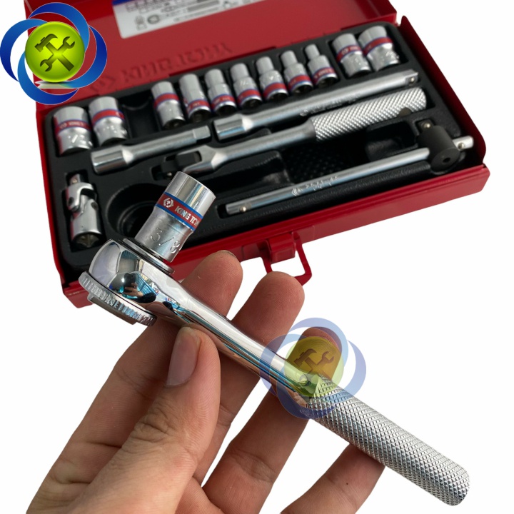 Bộ tuýp 1/4 hệ inch Kingtony 2019SR03 có 18 chi tiết loại 12 cạnh