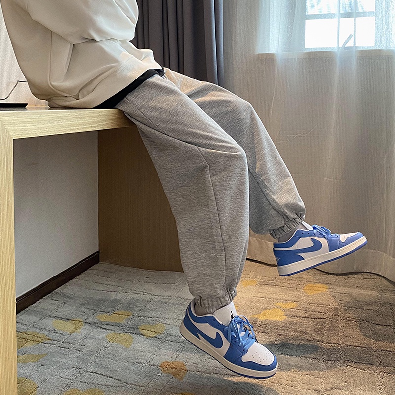 Quần dài thể thao dáng rộng màu trơn thời trang xuân thu phong cách Hàn Quốc cho nam