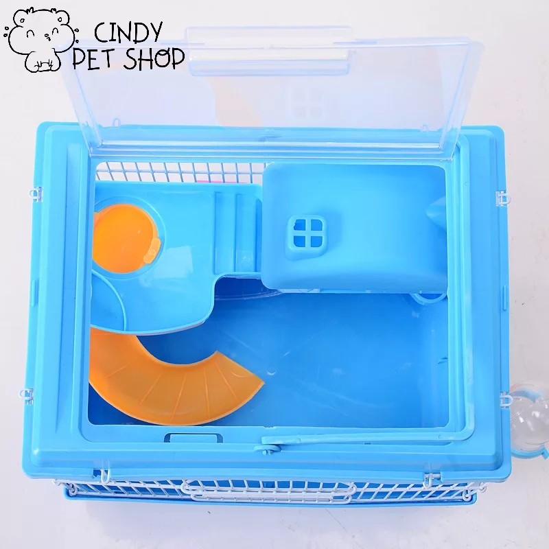 Chuồng mickey nắp mica thoáng mát cho Hamster full phụ kiện