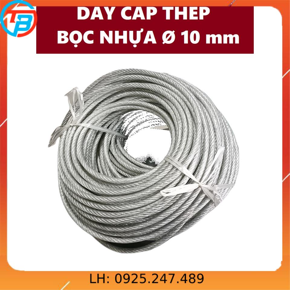 Dây cáp thép bọc nhựa Phi [ 10mm ] dài 1 mét – 1000 mét CÁP THÉP Thái Bình VinàN