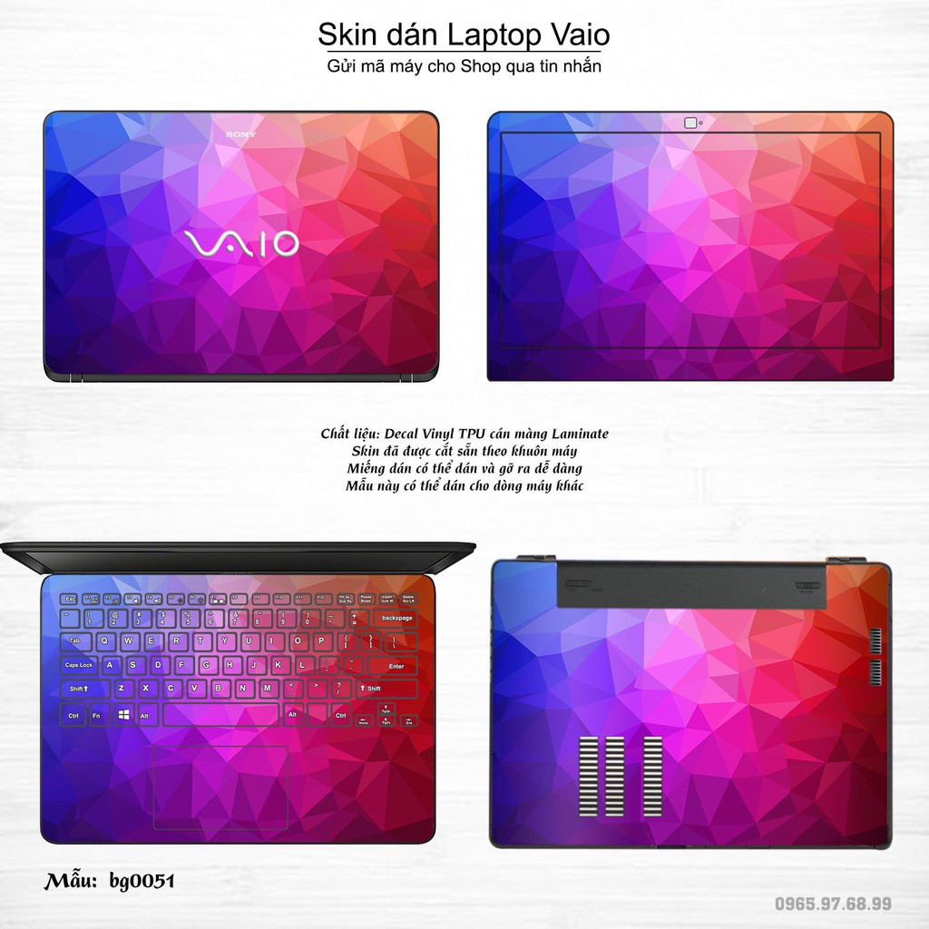 Skin dán Laptop Sony Vaio in hình Vân kim cương _nhiều mẫu 2 (inbox mã máy cho Shop)