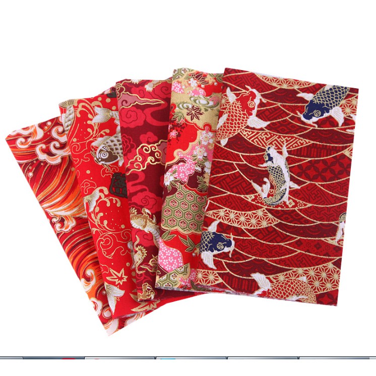 Bộ 5 Miếng Vải Cotton In Hình Hoa Phong Cách Nhật Bản Dùng May Vá Quần Áo Diy