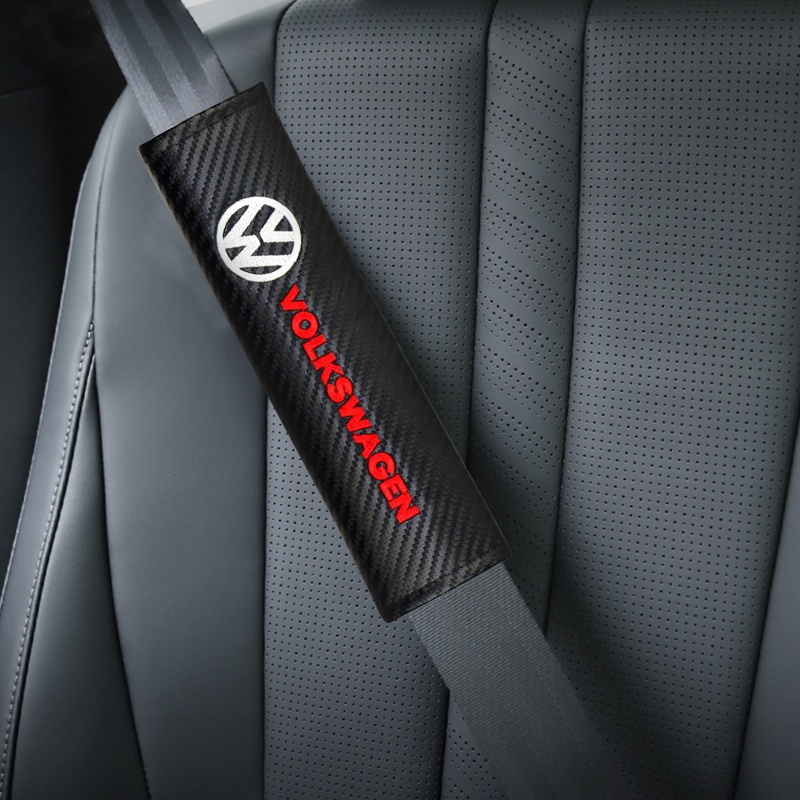 1 Đệm Da Thêu Logo Gắn Dây Đai An Toàn Xe Hơi VW Volkswagen Jetta MK5 Golf 5 6 7th generation GTI VW-GTI