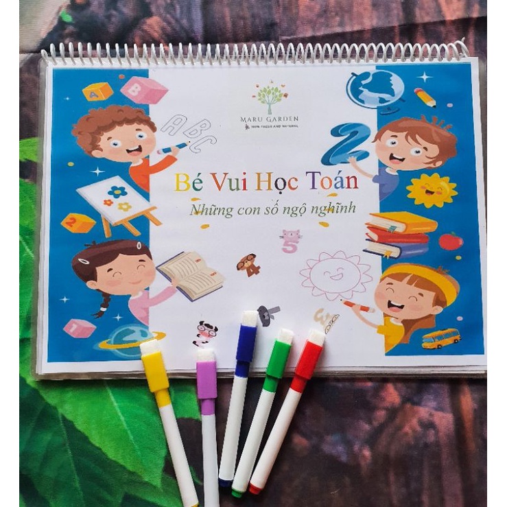 Bộ Học Liệu Montessori Làm Quen Với Con Số Thật Dễ Dàng Cho Bé Yêu 2y+ ( * tặng 5 bút màu sắc xóa tẩy)