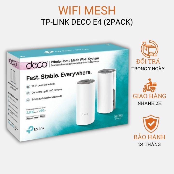 Wifi mesh Tp link deco e4 2 pack,Hệ thống phát wifi mesh chính hãng bảo hành 24 tháng-ZTech