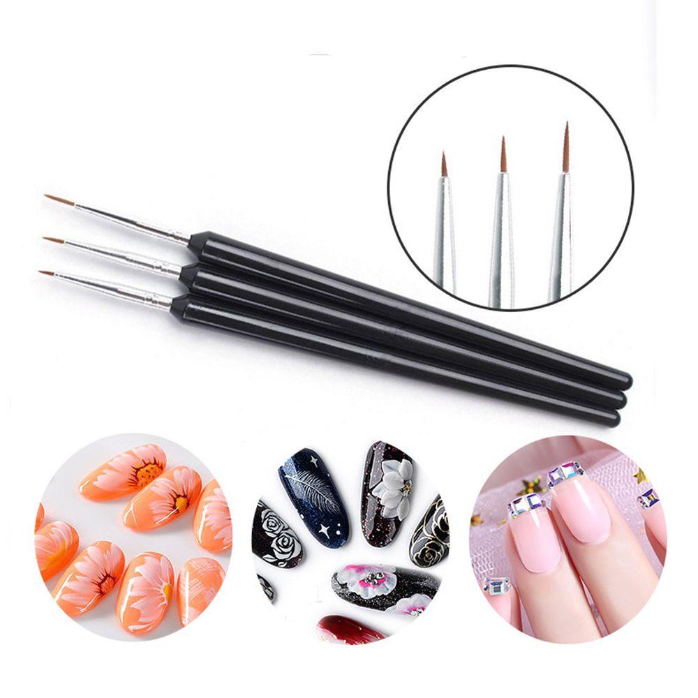 SHOOGIX Bộ 3 Cọ Vẽ Móng Tay Siêu Mỏng Thời Trang