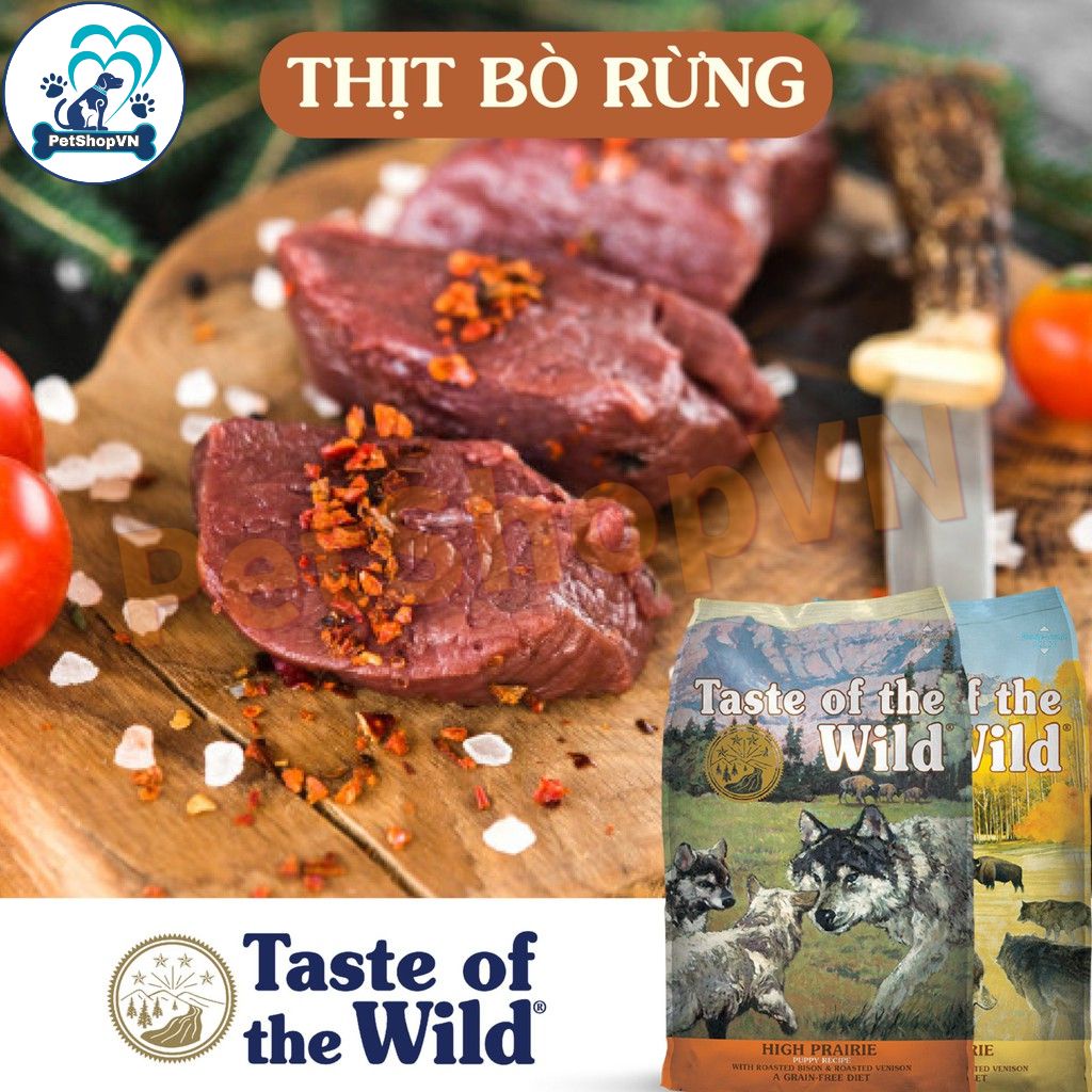 Thức Ăn Cho Chó Con Hạt TASTE OF THE WILD HIGH PRAIRIE PUPPY Túi 500G Vị Bò Rừng và Nai Nướng
