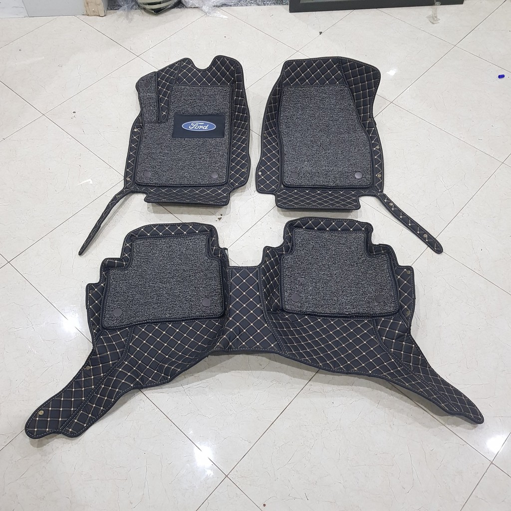 Thảm sàn, lót sàn da 6D cho Ford Ecosport 2017-2019 kèm thảm rối chống bụi cao cấp