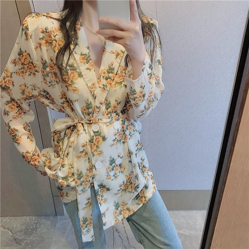 Áo Sơ Mi Chiffon Họa Tiết Hoa Thời Trang Mùa Hè 2022 Phong Cách Pháp Cổ Điển Dành Cho Nữ