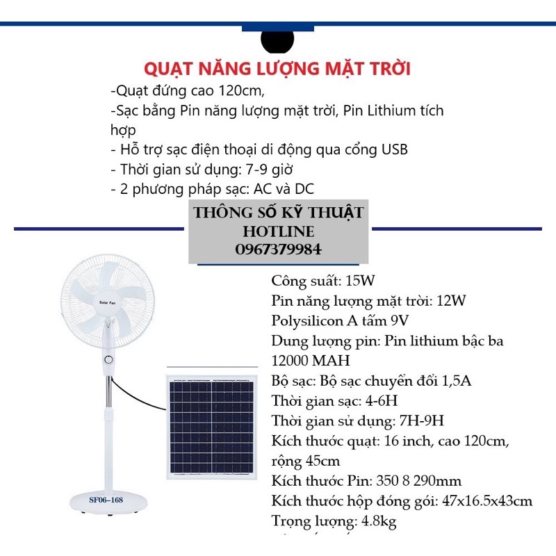 QUẠT NĂNG LƯỢNG MẶT TRỜI GIÁ TỐT NHẤT- SỬ DỤNG 7-9H