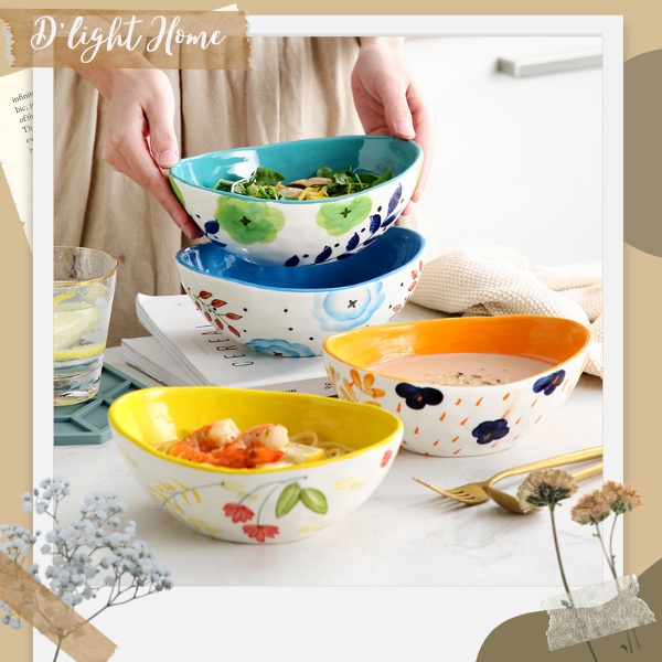 Bát tô, bát dáng thuyền bằng sứ Handmade nhiều họa tiết