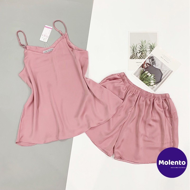 Bộ ngủ 2 dây lụa satin cao cấp, bộ pijama lụa mặc nhà thoải mái | BigBuy360 - bigbuy360.vn