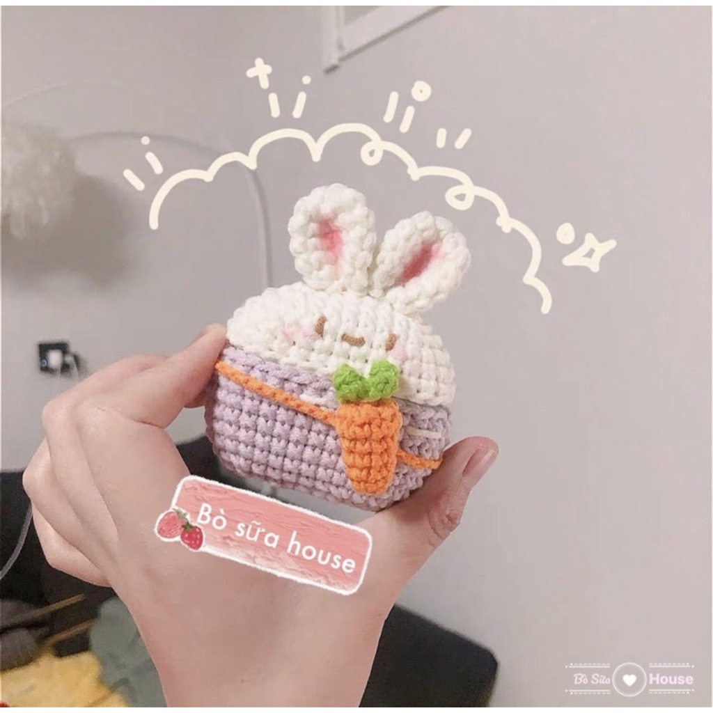 Case airpods len thỏ trắng - airpods 1/2/3/pro/pro 2