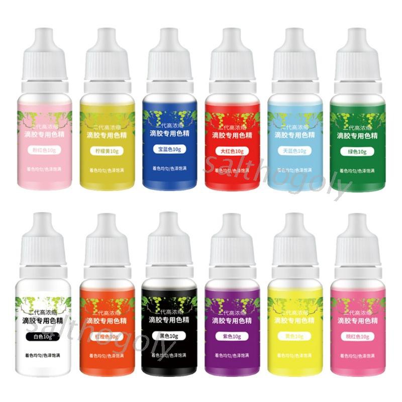 Set 12 lọ màu nhuộm nhựa epoxy resin Uv để làm đồ trang sức thủ công tiện lợi