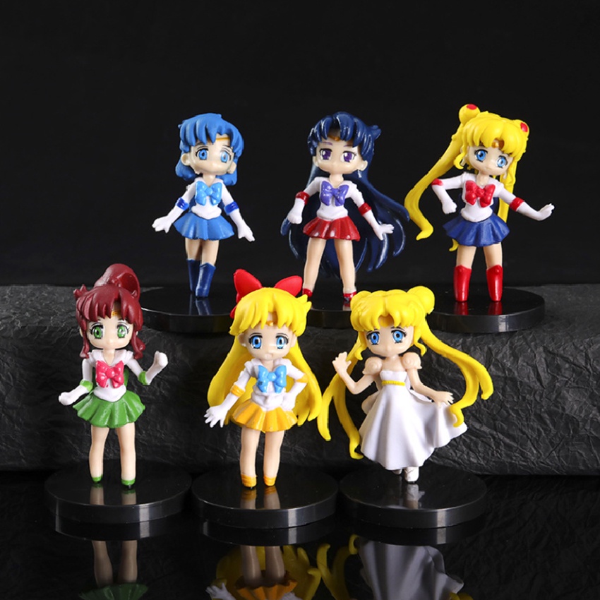 [Set quà Noel] Bộ 6 đồ chơi mô hình Thủy Thủ Mặt Trăng Sailor Moon cao 7 cm (tặng kèm chân đế) dùng trang trí bánh kem