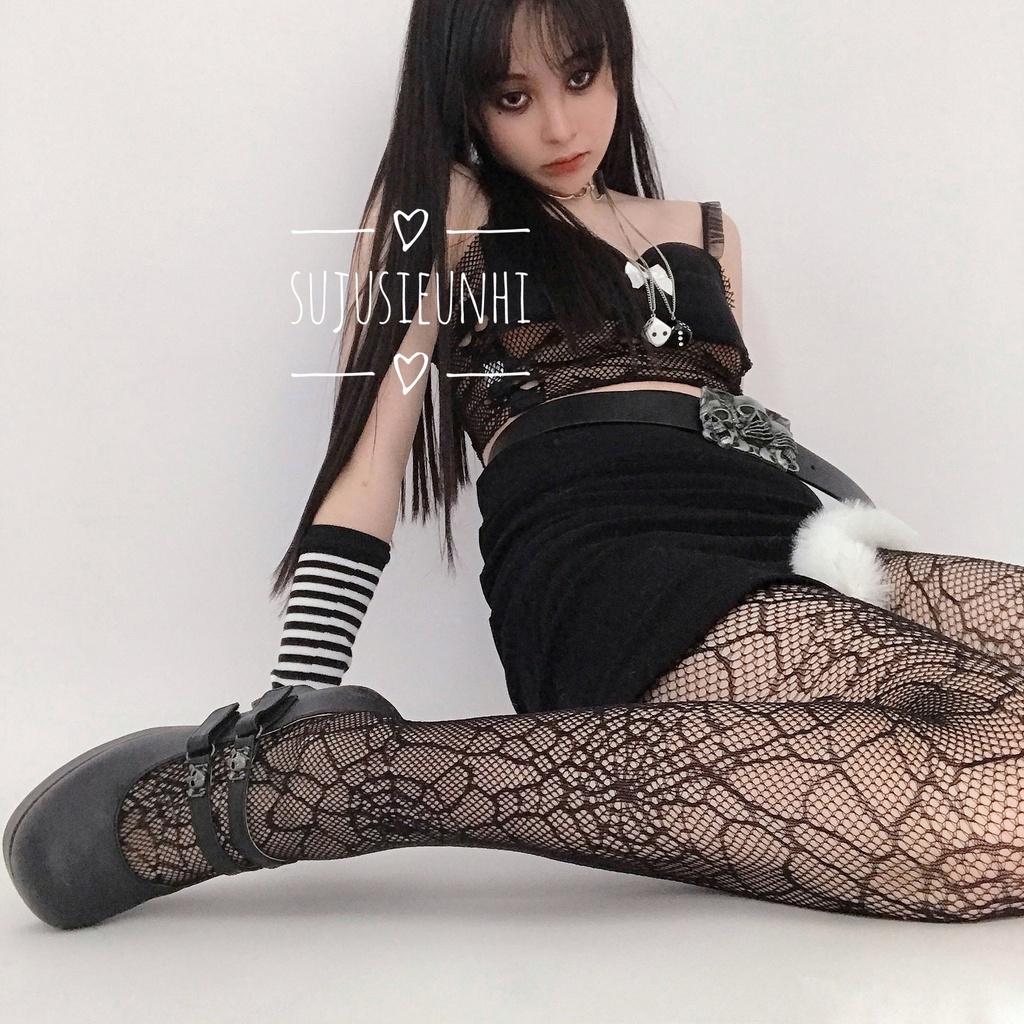 Quần tất mắt lưới nhỏ tạo hình mạng nhện cá tính