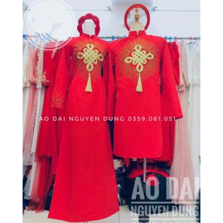 [liên hệ trước khi đặt, hộp  hàng có điều chỉnh theo size khách chọn] Áo dài cặp dâu rể phượng đỏ begaohp