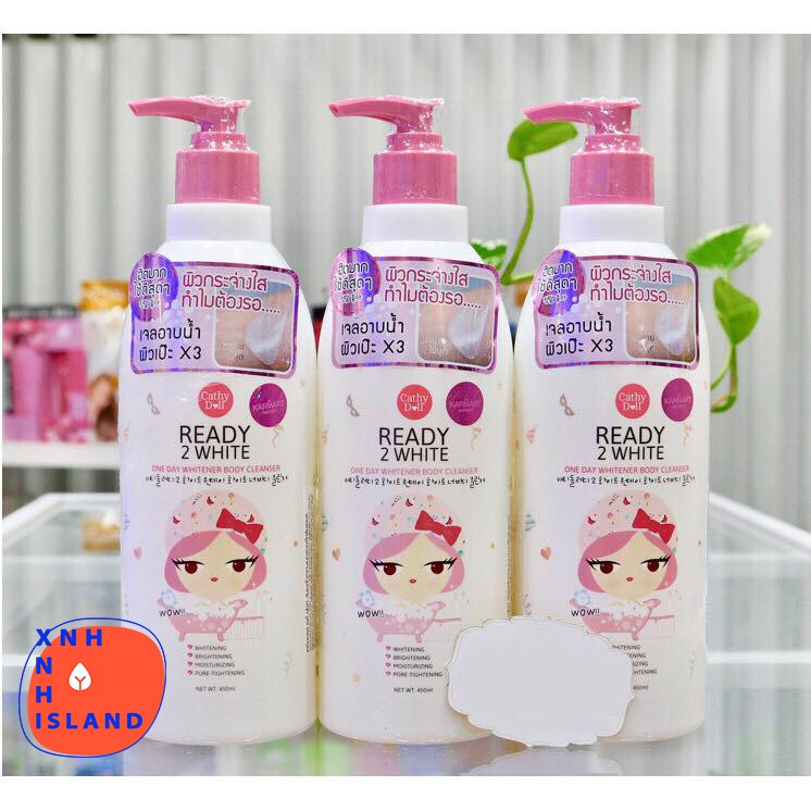 [Mẫu Mới] Sữa Tắm Cathy Doll Ready 2 White One Day Whitener Body Cleanser Thái Lan - 450ml