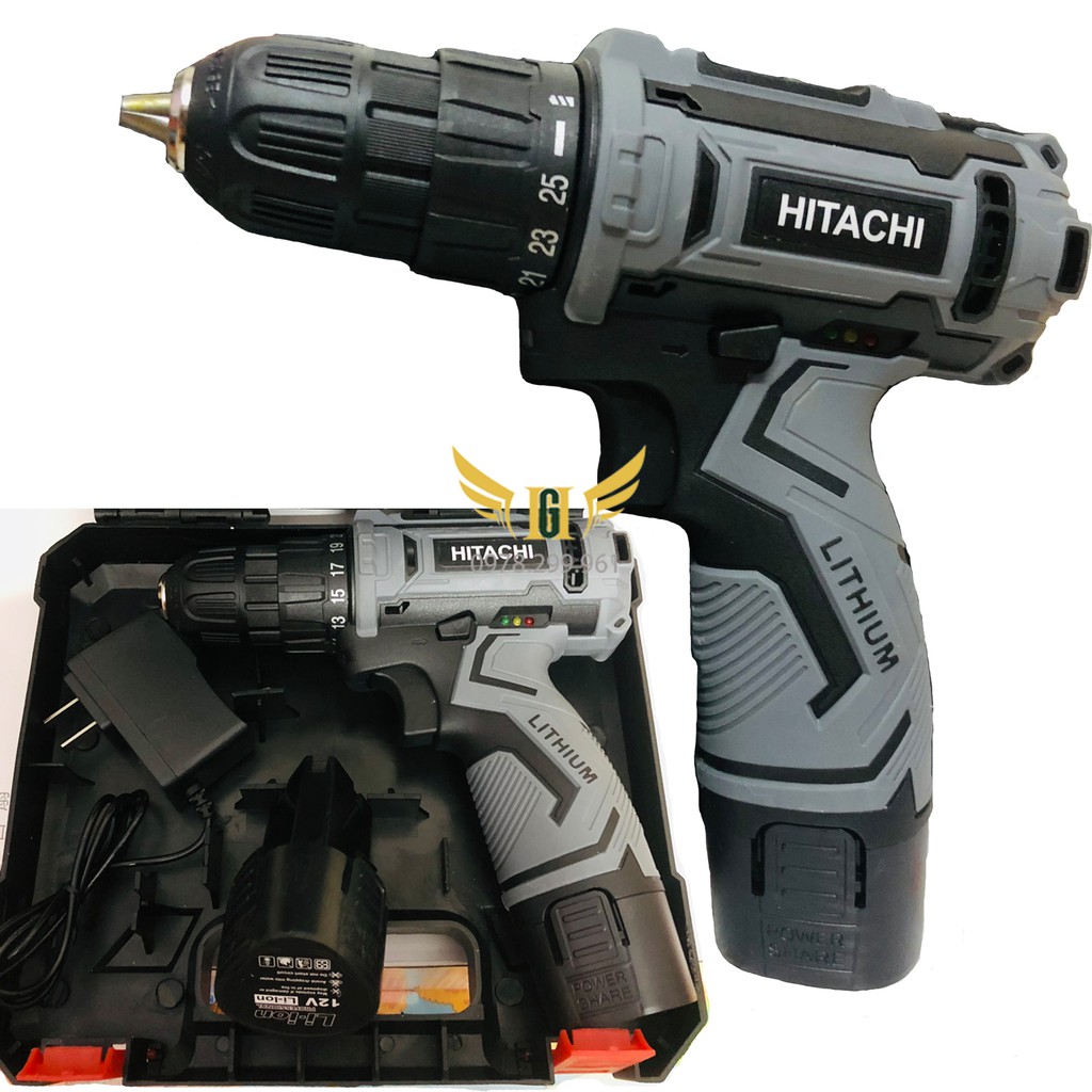 [ GIÁ RẺ] Máy Khoan Pin Hitachi 12V, Khoan Bắn Vít, 2 Pin