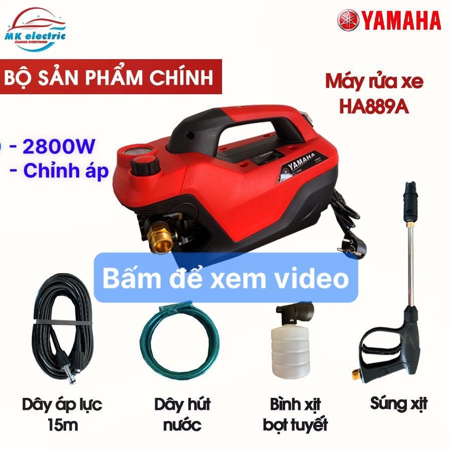 [BH 24 THÁNG ] Máy rửa xe mini I Máy rửa xe cao áp YAMAHA 2800W HA889A - Có nút chỉnh áp suất + van xả khí