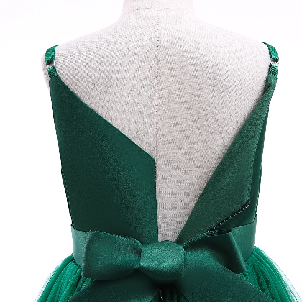 Đầm Công Chúa Dự Tiệc Dáng Dài Vải Tuyn Đính Nơ Xinh Xắn Cho Bé Gái