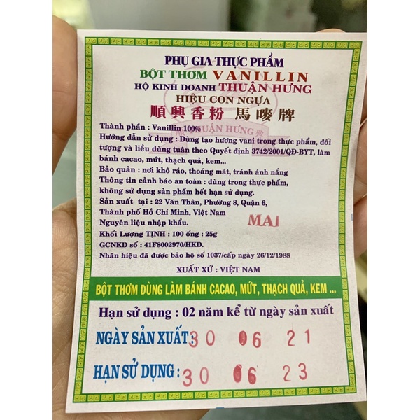 Vani ống / vani vỉ Thuận Hưng