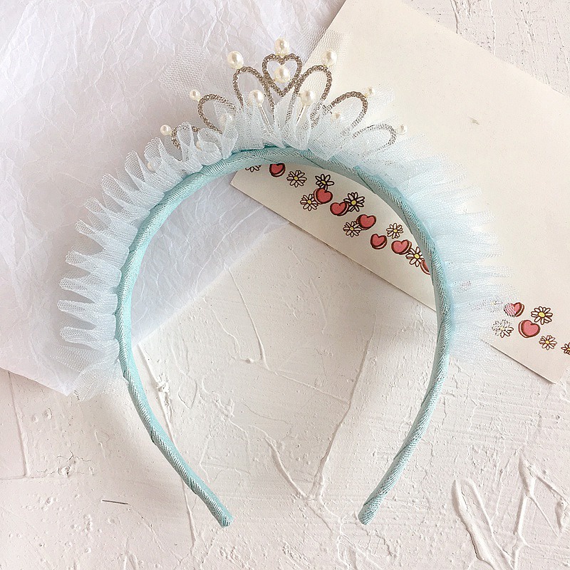 Băng đô cài tóc hình vương miện công chúa đính đá &amp; ngọc trai cho bé gái