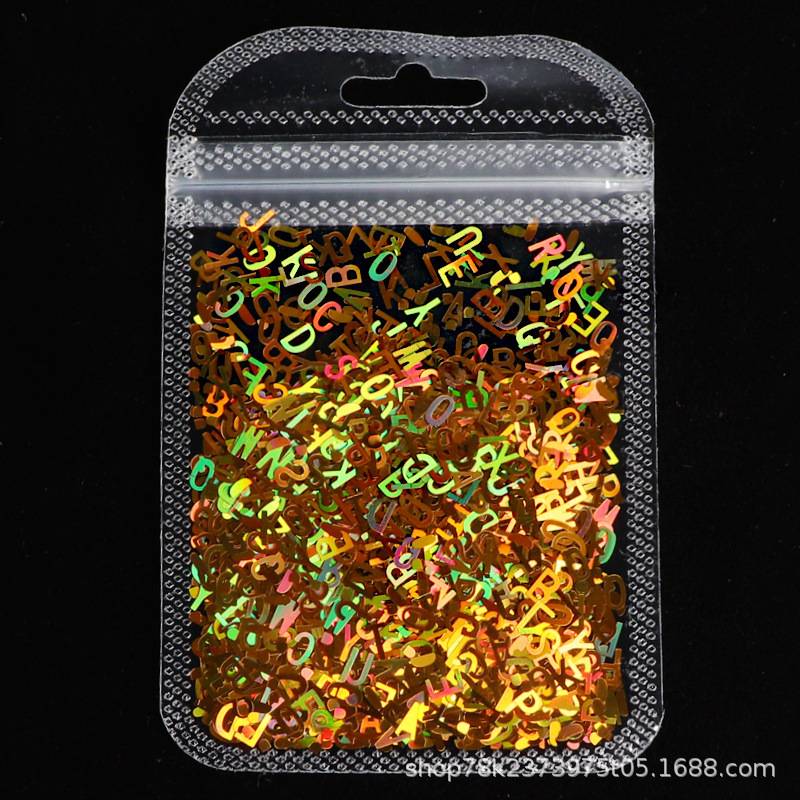 Túi Sequin Hình Chữ Cái Tiếng Anh Hỗn Hợp Kim Sa Trang Trí Móng Tay Nghệ Thuật
