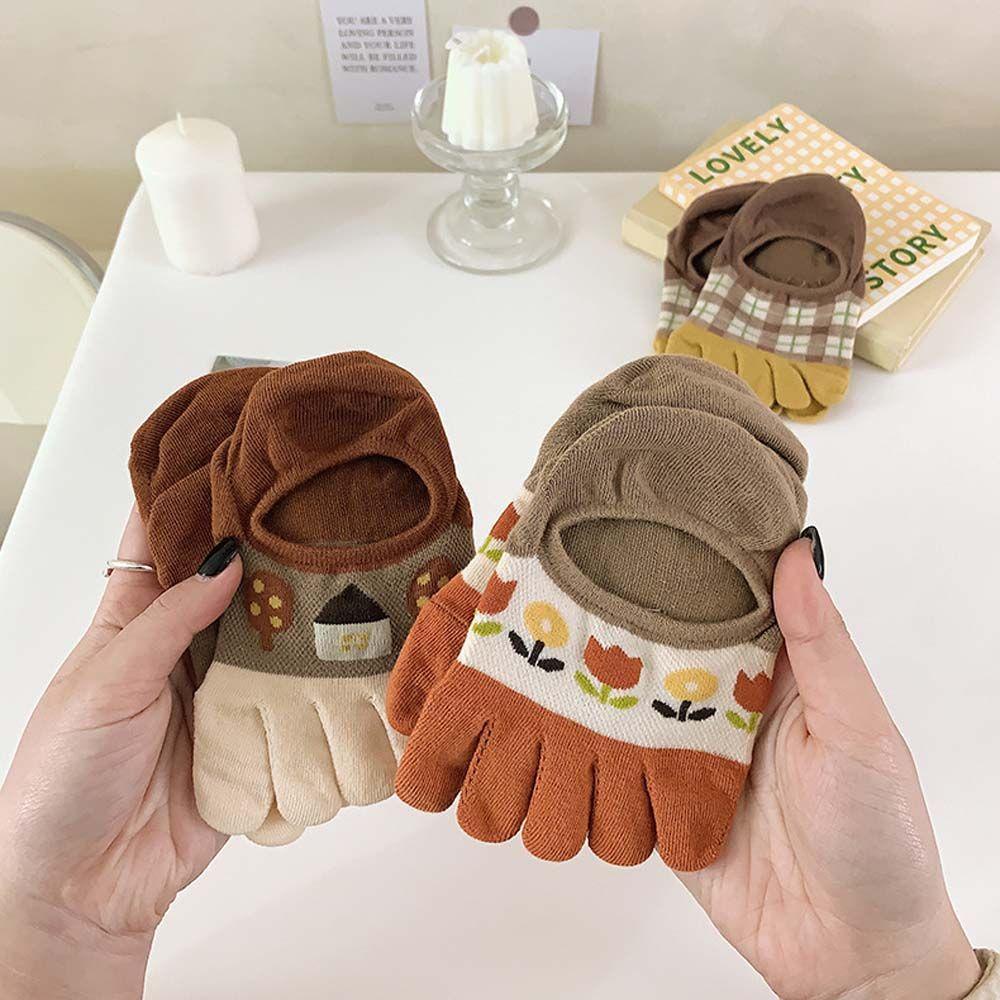 Vớ Thuyền Năm Ngón Chống Trượt Thấm Hút Mồ Hôi Thoáng Khí Màu Sắc Thời Trang Dành Cho Nữ